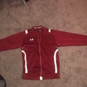 Red Under Armour quarter-zip